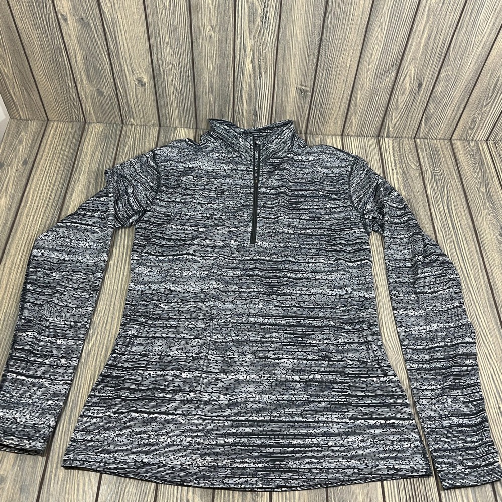 Nike Dri-FIT Half Zip Pullover Women XL Black‎ Gray Space Dye Workout Golf